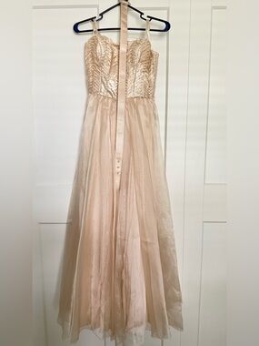 Aidan Mattox Champagne Satin & Tulle Formal Dress